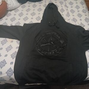 Black Embossed Logo Hoodie